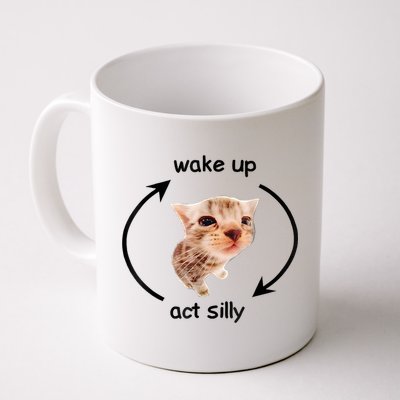Wake Up Act Silly Cat Meme Mug