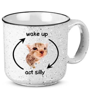 Wake Up Act Silly Cat Meme 15oz Campfire Ceramic Mug