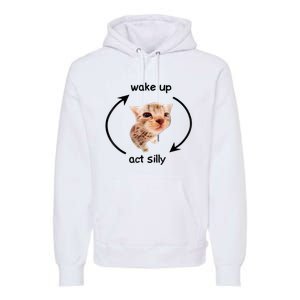 Wake Up Act Silly Cat Meme Premium Hoodie