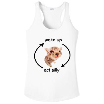 Wake Up Act Silly Cat Meme Ladies PosiCharge Competitor Racerback Tank