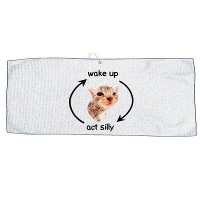 Wake Up Act Silly Cat Meme Large Microfiber Waffle Golf Towel