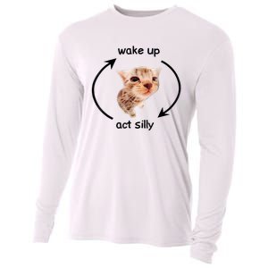 Wake Up Act Silly Cat Meme Cooling Performance Long Sleeve Crew