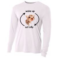 Wake Up Act Silly Cat Meme Cooling Performance Long Sleeve Crew