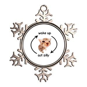 Wake Up Act Silly Cat Meme Metallic Star Ornament