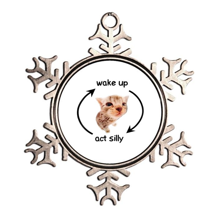 Wake Up Act Silly Cat Meme Metallic Star Ornament