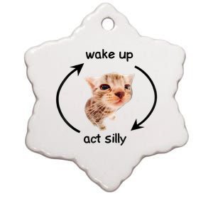 Wake Up Act Silly Cat Meme Ceramic Star Ornament