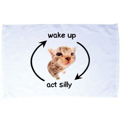 Wake Up Act Silly Cat Meme Microfiber Hand Towel