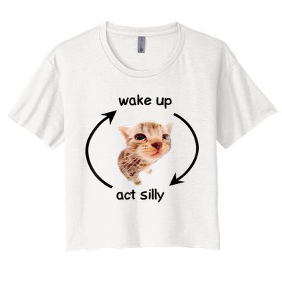 Wake Up Act Silly Cat Meme Crop Top