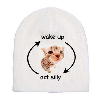 Wake Up Act Silly Cat Meme Short Acrylic Beanie