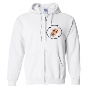 Wake Up Act Silly Cat Meme Full Zip Hoodie