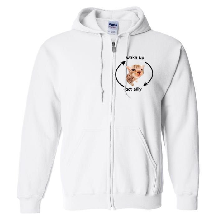 Wake Up Act Silly Cat Meme Full Zip Hoodie