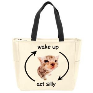 Wake Up Act Silly Cat Wake Up Act Silly Cat Zip Tote Bag