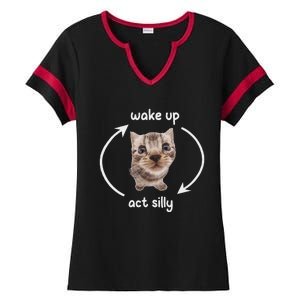 Wake Up Act Silly Cat Wake Up Act Silly Cat Women Ladies Halftime Notch Neck Tee