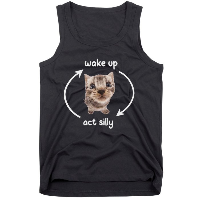 Wake Up Act Silly Cat Wake Up Act Silly Cat Women Tank Top