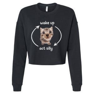 Wake Up Act Silly Cat Wake Up Act Silly Cat Women Cropped Pullover Crew