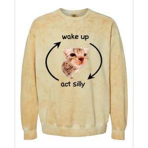 Wake Up Act Silly Cat Wake Up Act Silly Cat Colorblast Crewneck Sweatshirt