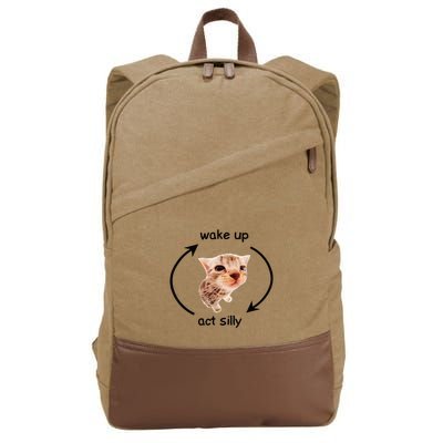 Wake Up Act Silly Cat Wake Up Act Silly Cat Cotton Canvas Backpack