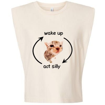 Wake Up Act Silly Cat Wake Up Act Silly Cat Garment-Dyed Women's Muscle Tee