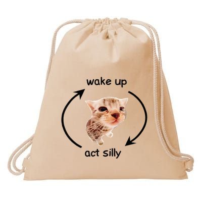 Wake Up Act Silly Cat Wake Up Act Silly Cat Drawstring Bag