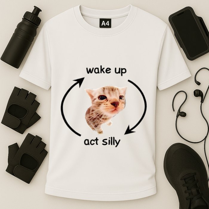 Wake Up Act Silly Cat Wake Up Act Silly Cat Performance Shirt