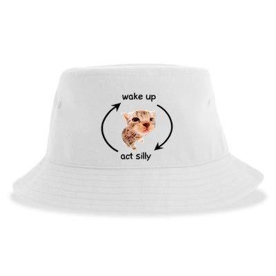 Wake Up Act Silly Cat Wake Up Act Silly Cat Sustainable Bucket Hat