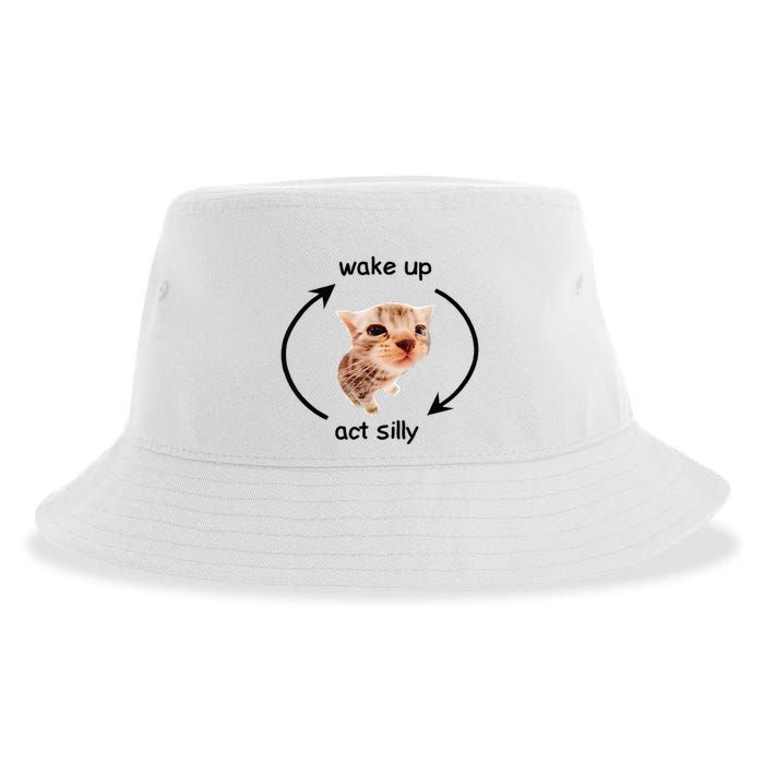Wake Up Act Silly Cat Wake Up Act Silly Cat Sustainable Bucket Hat