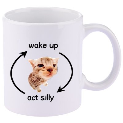 Wake Up Act Silly Cat Wake Up Act Silly Cat 11oz C Handle Ceramic Mug