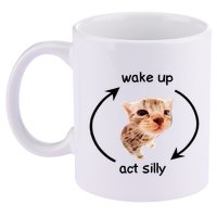 Wake Up Act Silly Cat Wake Up Act Silly Cat 11oz C Handle Ceramic Mug