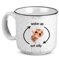 Wake Up Act Silly Cat Wake Up Act Silly Cat 15oz Campfire Ceramic Mug