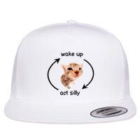 Wake Up Act Silly Cat Wake Up Act Silly Cat Flat Bill Trucker Hat