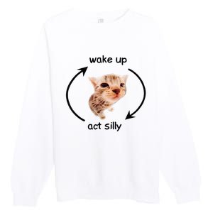 Wake Up Act Silly Cat Wake Up Act Silly Cat Premium Crewneck Sweatshirt