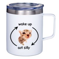 Wake Up Act Silly Cat Wake Up Act Silly Cat 12oz Stainless Steel Coffee Mug