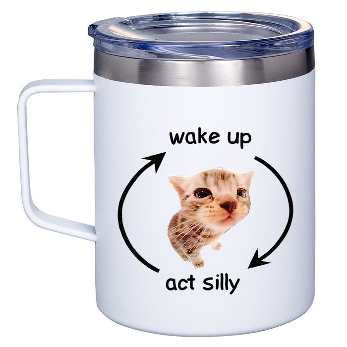 Wake Up Act Silly Cat Wake Up Act Silly Cat 12oz Stainless Steel Coffee Mug