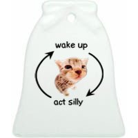 Wake Up Act Silly Cat Wake Up Act Silly Cat Ceramic Bell Ornament