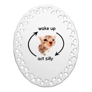 Wake Up Act Silly Cat Wake Up Act Silly Cat Ceramic Oval Ornament