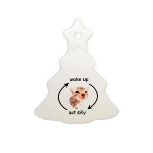 Wake Up Act Silly Cat Wake Up Act Silly Cat Ceramic Tree Ornament