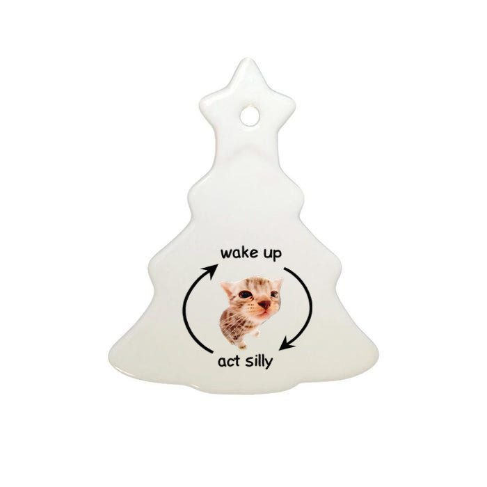 Wake Up Act Silly Cat Wake Up Act Silly Cat Ceramic Tree Ornament