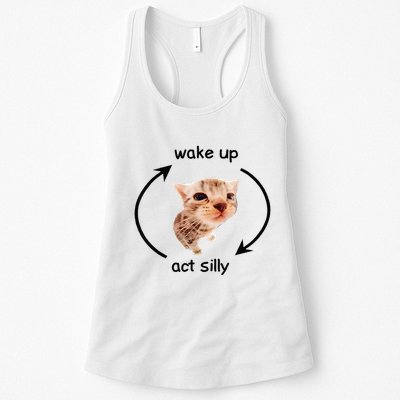 Wake Up Act Silly Cat Wake Up Act Silly Cat Womens Tank Top