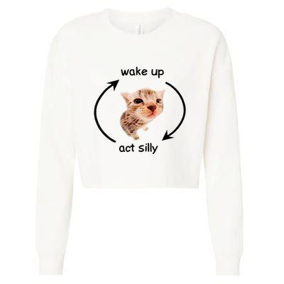 Wake Up Act Silly Cat Wake Up Act Silly Cat Cropped Pullover Crew