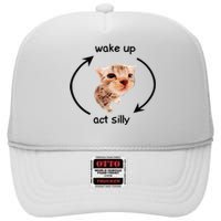 Wake Up Act Silly Cat Wake Up Act Silly Cat High Crown Mesh Back Trucker Hat