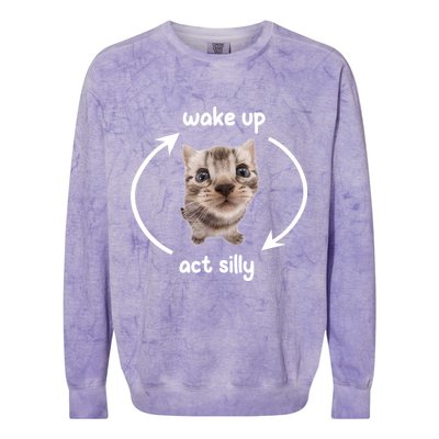 Wake Up Act Silly Cat Wake Up Act Silly Cat Women Colorblast Crewneck Sweatshirt
