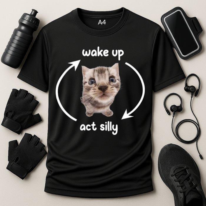 Wake Up Act Silly Cat Wake Up Act Silly Cat Women Cooling Performance Crew T-Shirt