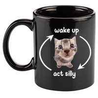 Wake Up Act Silly Cat Wake Up Act Silly Cat Women 11oz C Handle Ceramic Mug