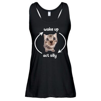 Wake Up Act Silly Cat Wake Up Act Silly Cat Women Ladies Essential Flowy Tank