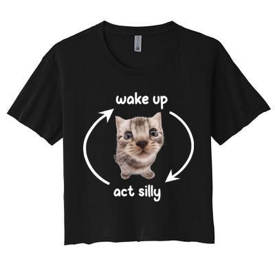 Wake Up Act Silly Cat Wake Up Act Silly Cat Women Crop Top