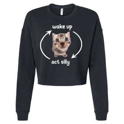 Wake Up Act Silly Cat Wake Up Act Silly Cat Women Cropped Pullover Crew