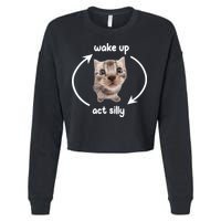 Wake Up Act Silly Cat Wake Up Act Silly Cat Women Cropped Pullover Crew