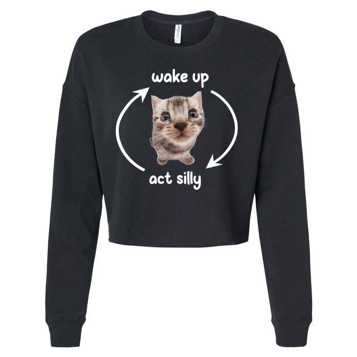 Wake Up Act Silly Cat Wake Up Act Silly Cat Women Cropped Pullover Crew