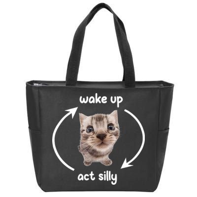 Wake Up Act Silly Cat Wake Up Act Silly Cat Women Zip Tote Bag