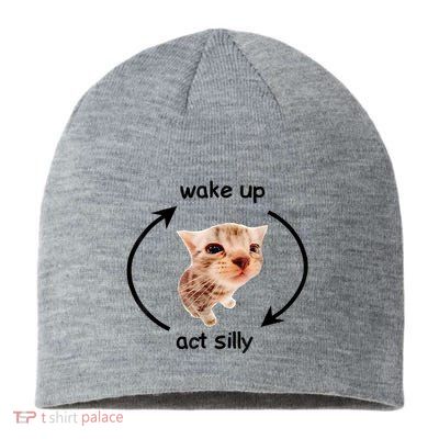 Wake Up Act Silly Cat | Wake Up Act Silly Cat Kids Women Men Sustainable Beanie